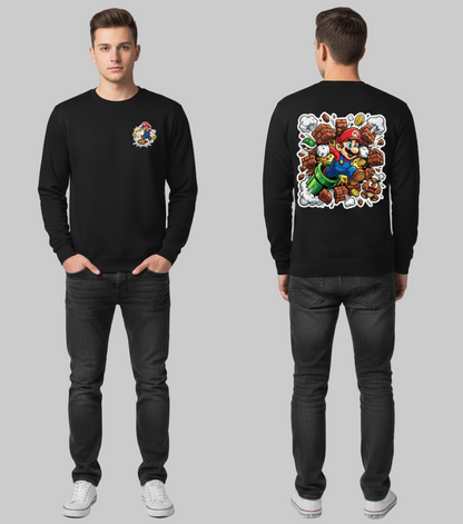 Super Mario Chaos Sweatshirt Anime-Style 400GSM Premium Black