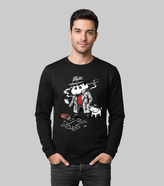 Shin-chan Noir Detective Sweatshirt Black Premium