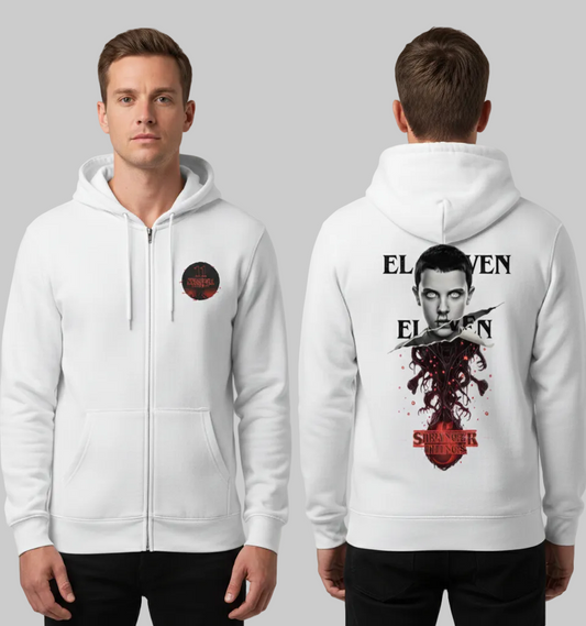 Stranger Things Eleven Upside Down Minimalist Unisex Zipper Hoodie Streetwear