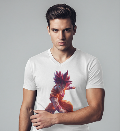 Goku Kaioken Power Surge Tee – Anime Streetwear Graphic V-Neck