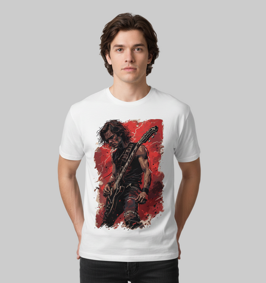 Electric Rebel Guitarist Graphic Men T-Shirt Rock Streetwear