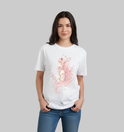 Sakura Demon Girl Oversized T-Shirt Women 240 GSM Anime Aesthetic