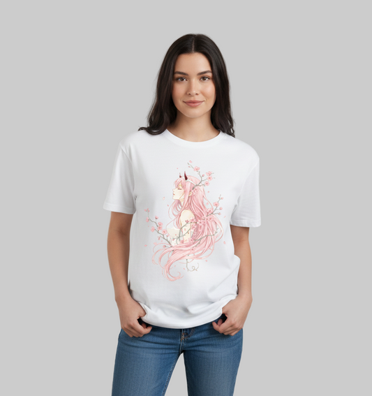 Sakura Demon Girl Oversized T-Shirt Women 240 GSM Anime Aesthetic